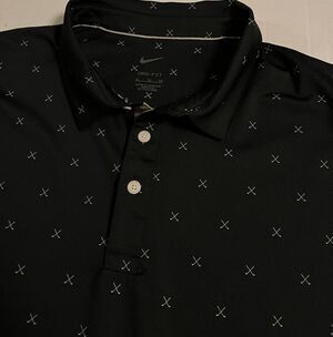 Nike Golf Dri-Fit All Over Club Print Short Sleeve Polo Shirt XL Black PGA Tour